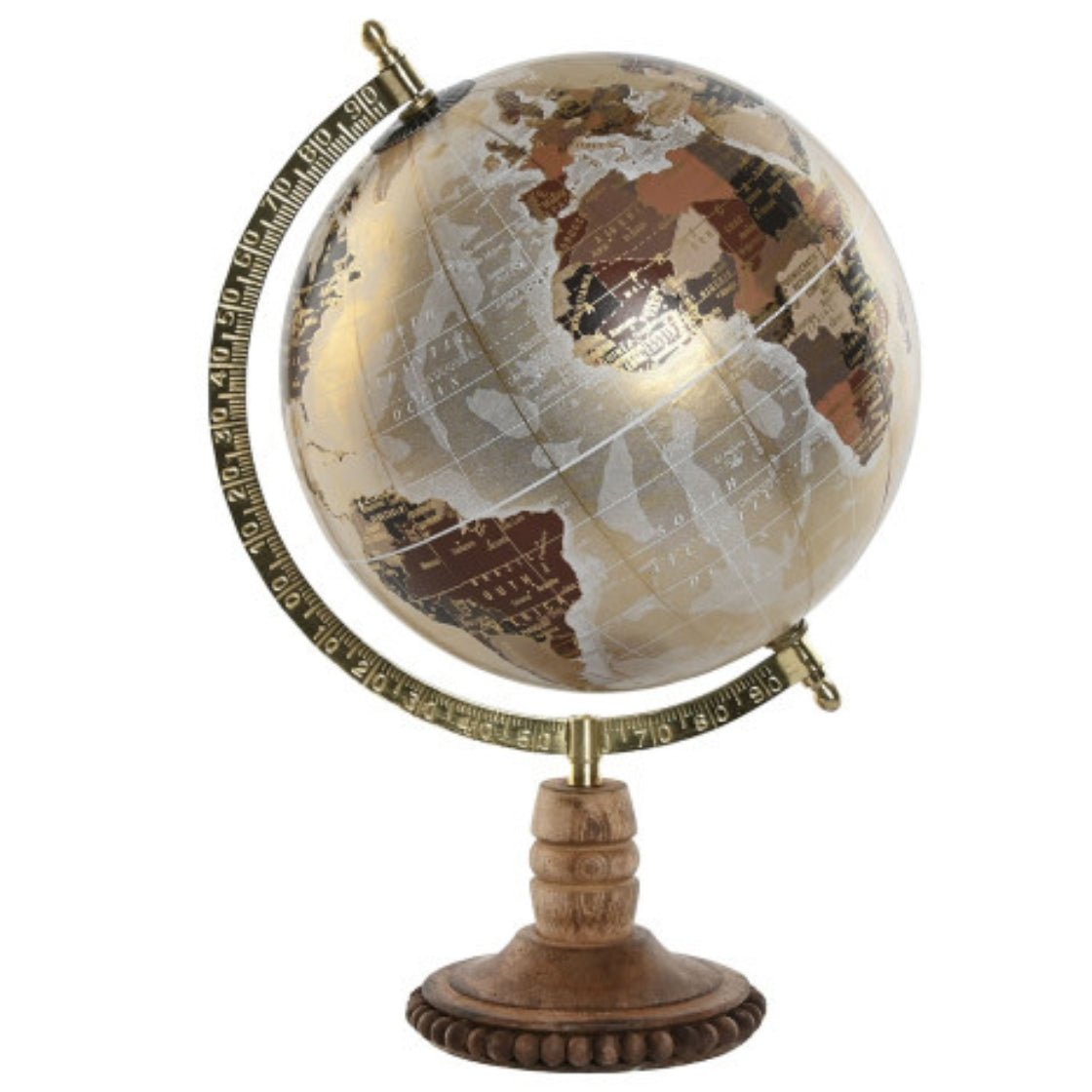 Golden Globe on Wooden Mango Base - LUXONAS