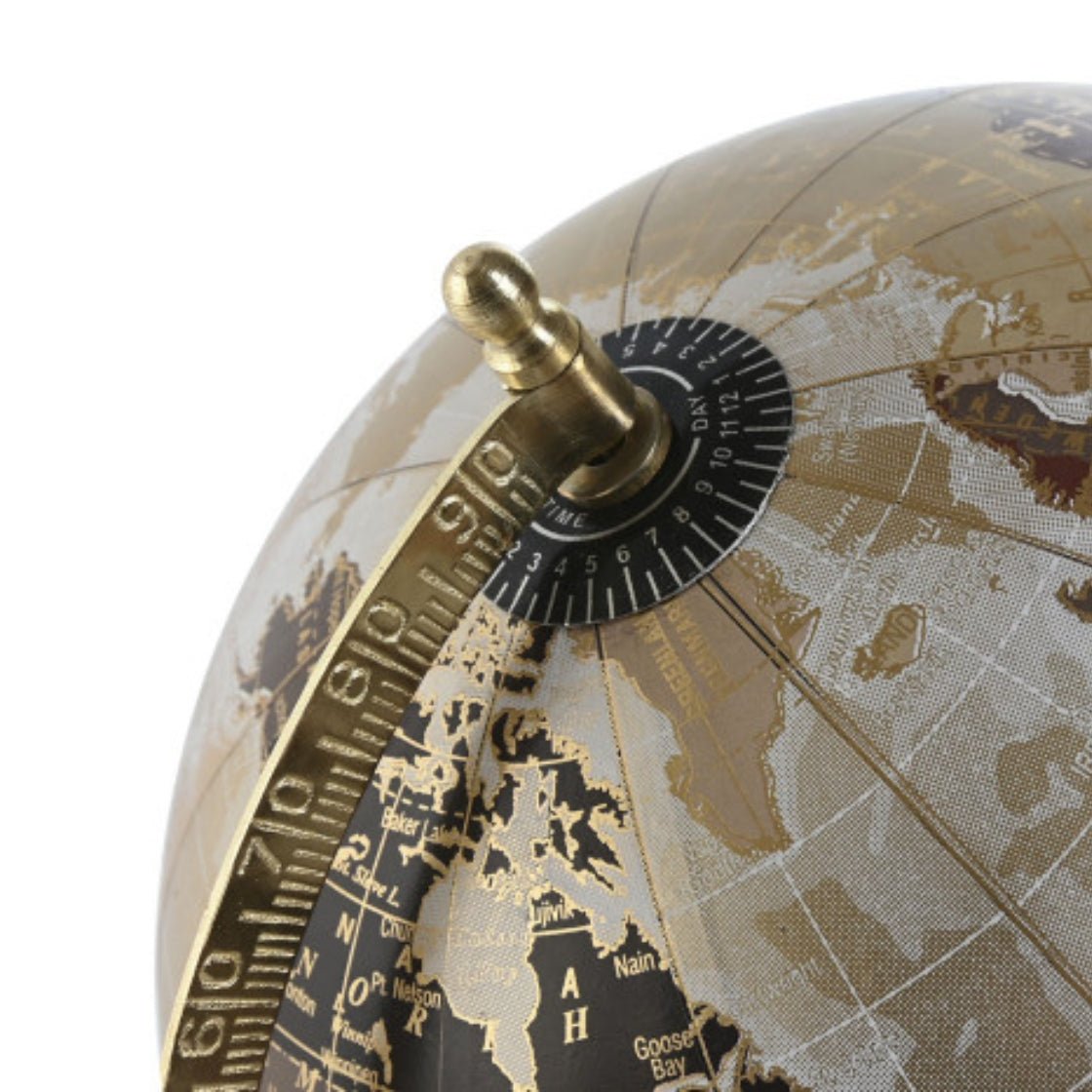 Golden Globe on Wooden Mango Base - LUXONAS