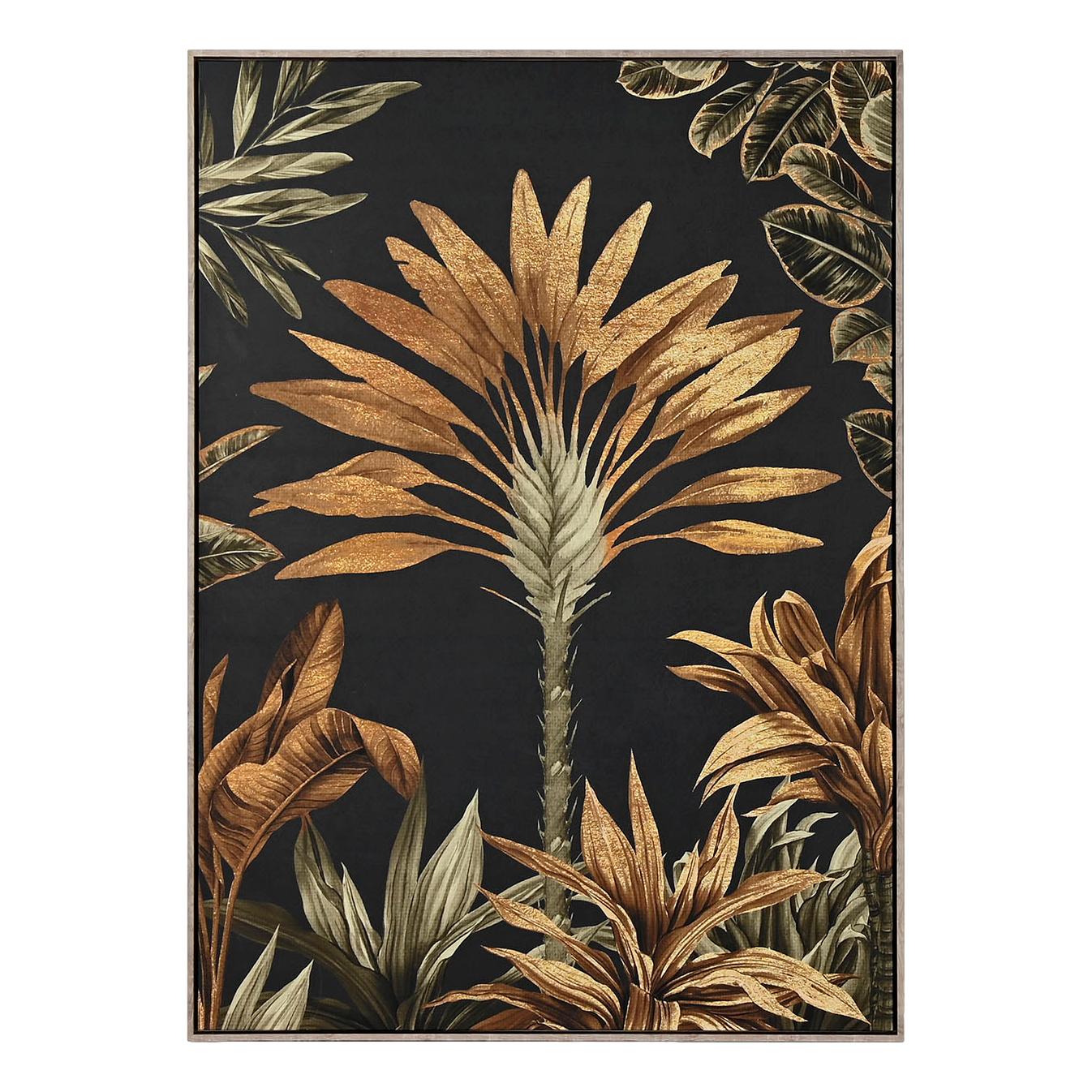 Golden Open Palm Tree Canvas Art - LUXONAS