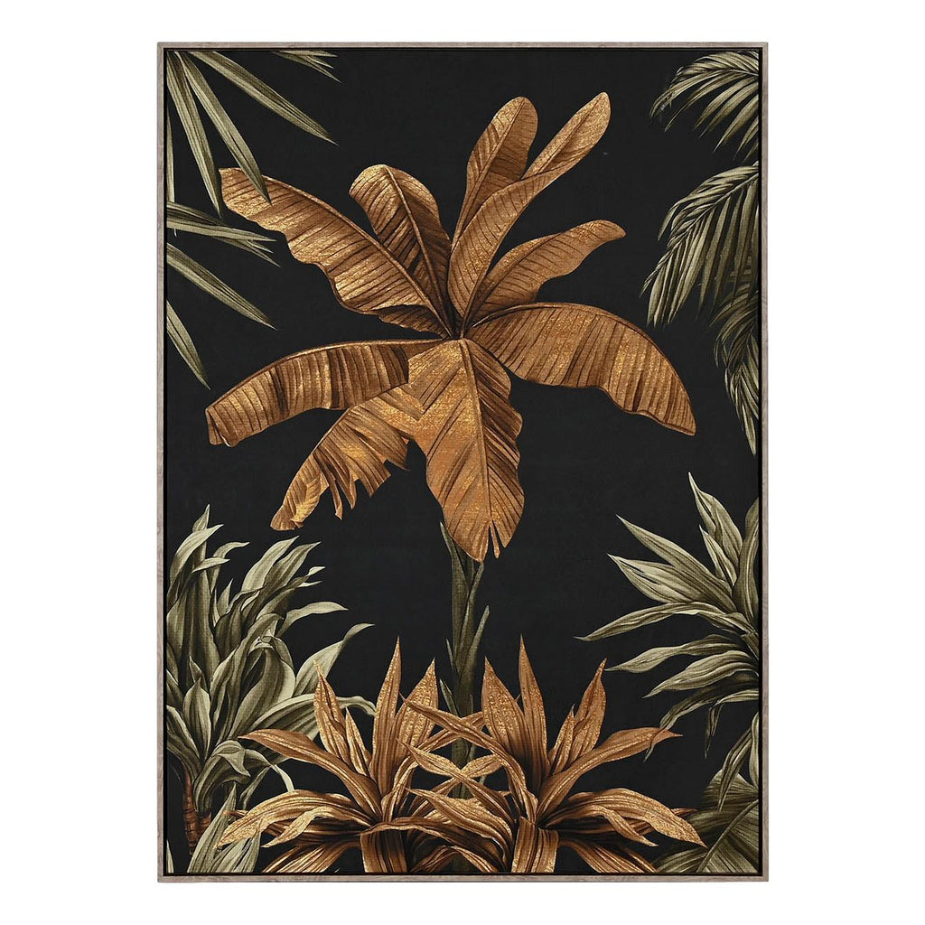 Golden Palm Tree Canvas Art - LUXONAS