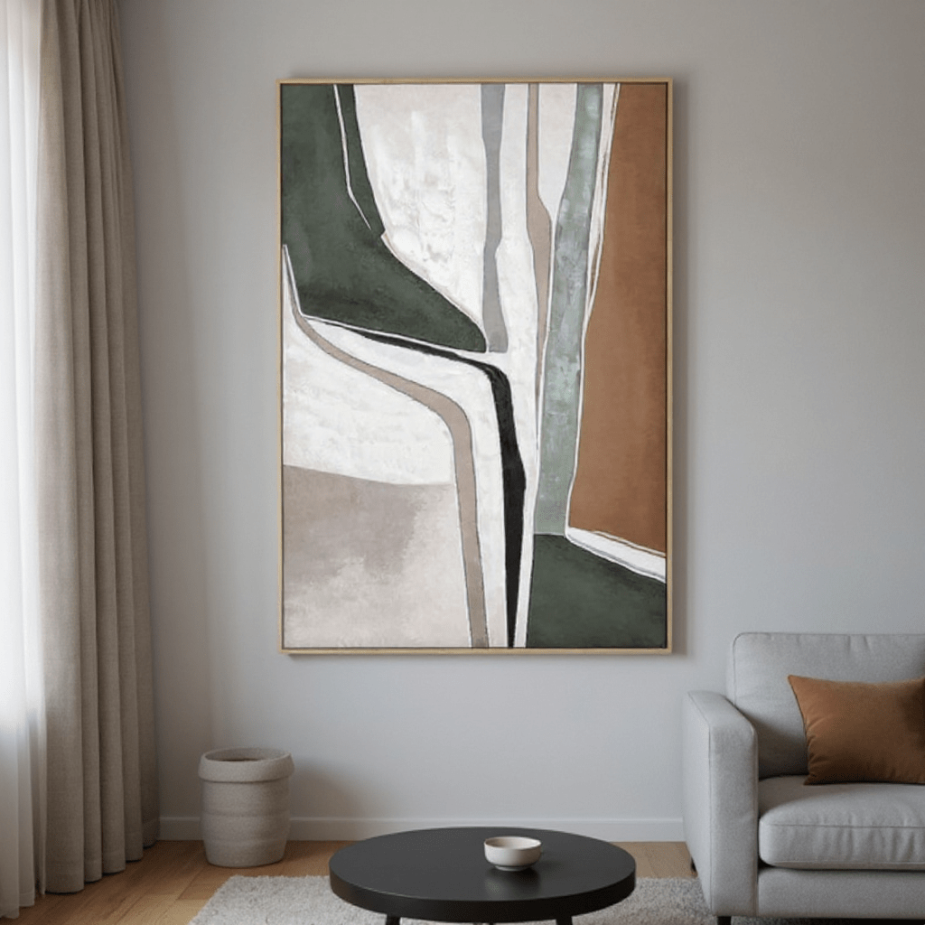 Green Abstract Picture – Framed Canvas Artwork - LUXONAS