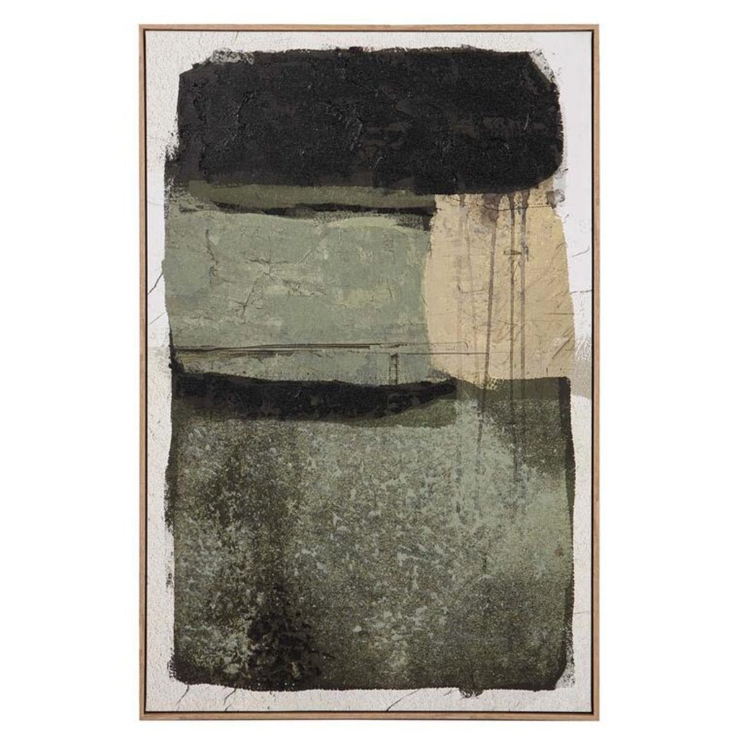 Green Abstract Wall Art - Hand-Painted Canvas