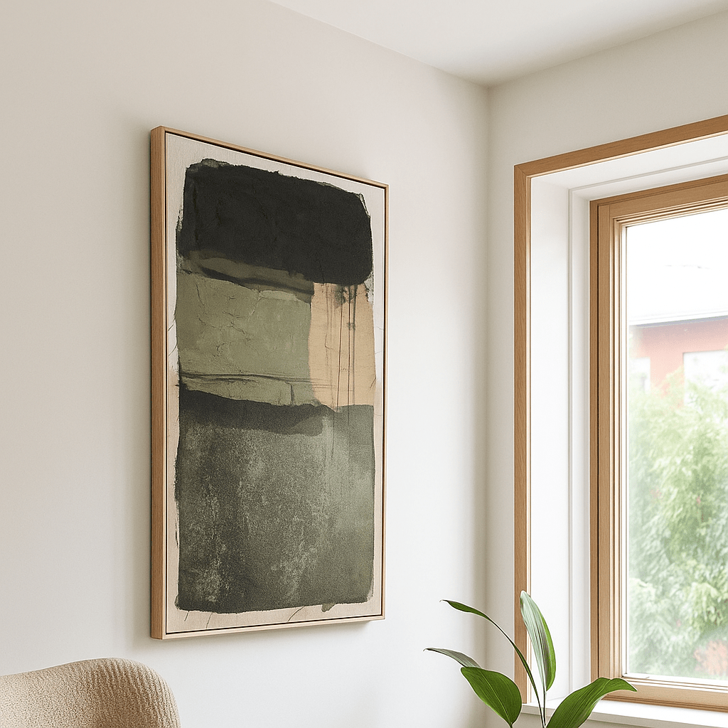 Green Abstract Wall Art - Hand - Painted Canvas - LUXONAS