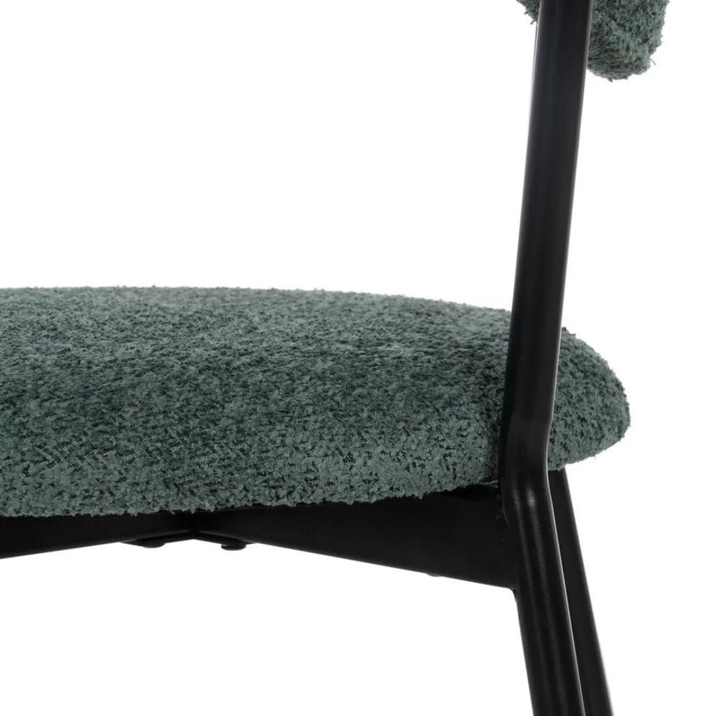 Green Boucle Chair with Black Metal Legs - LUXONAS