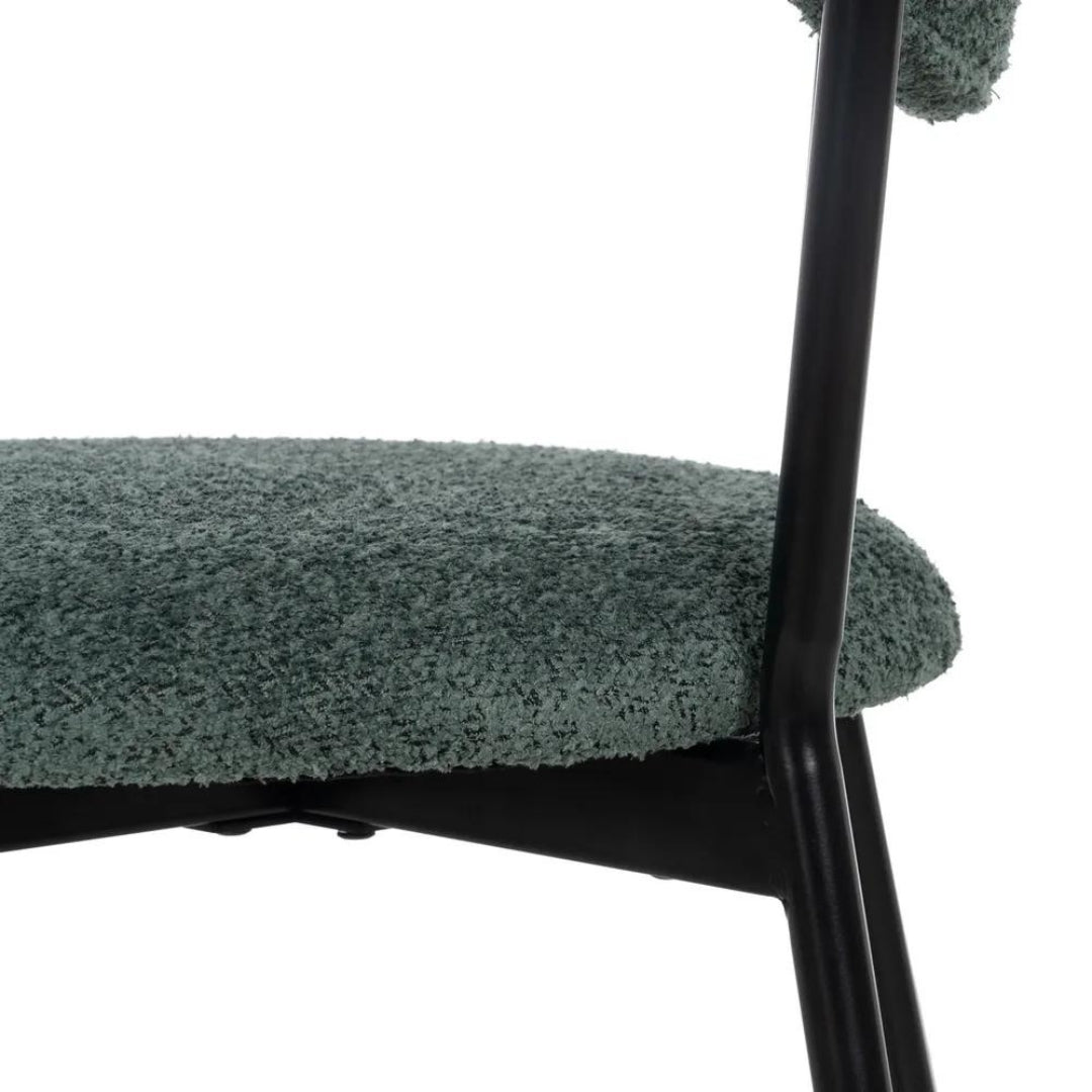 Green Boucle Chair with Black Metal Legs - LUXONAS