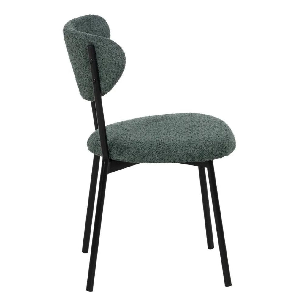 Green Boucle Chair with Black Metal Legs - LUXONAS