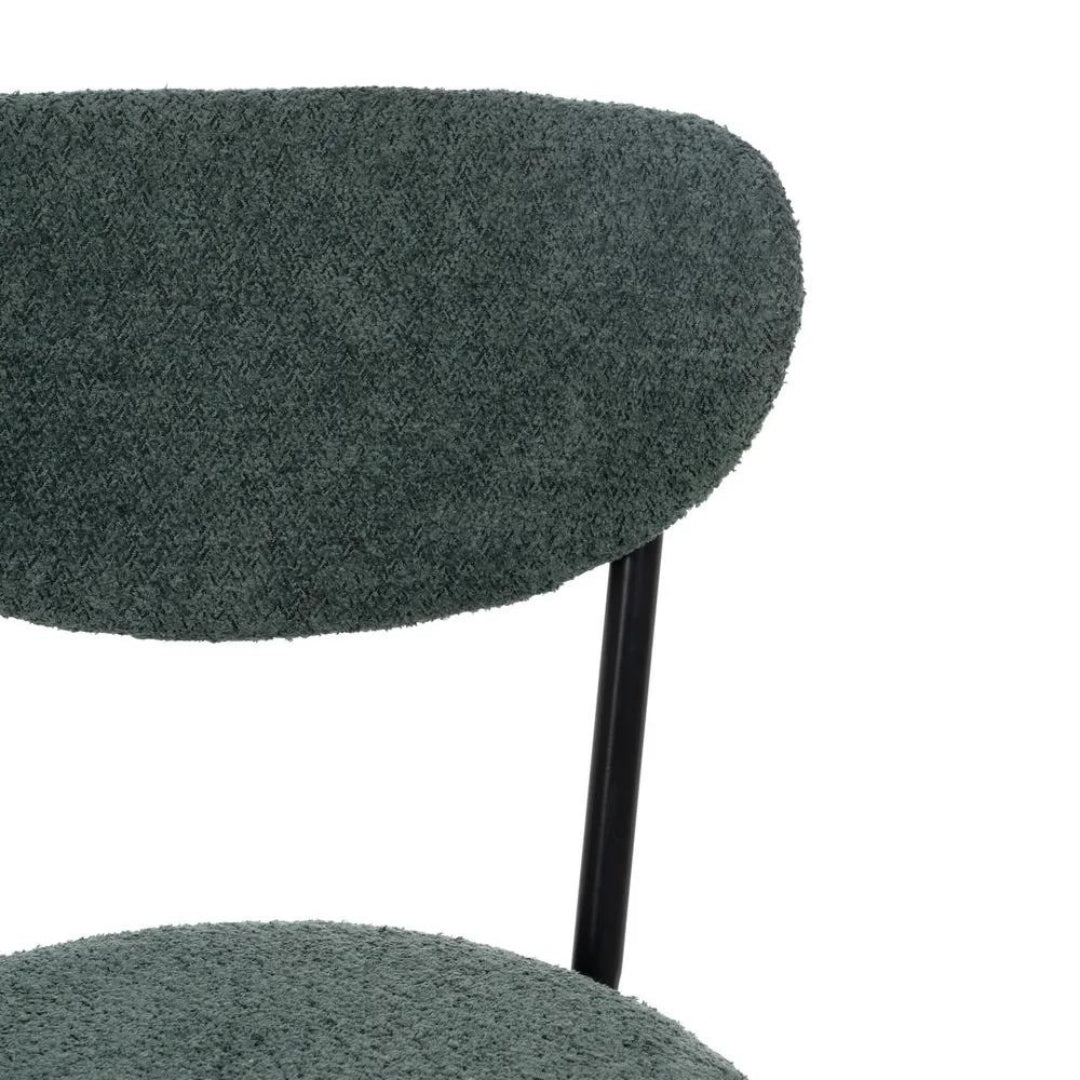 Green Boucle Chair with Black Metal Legs - LUXONAS