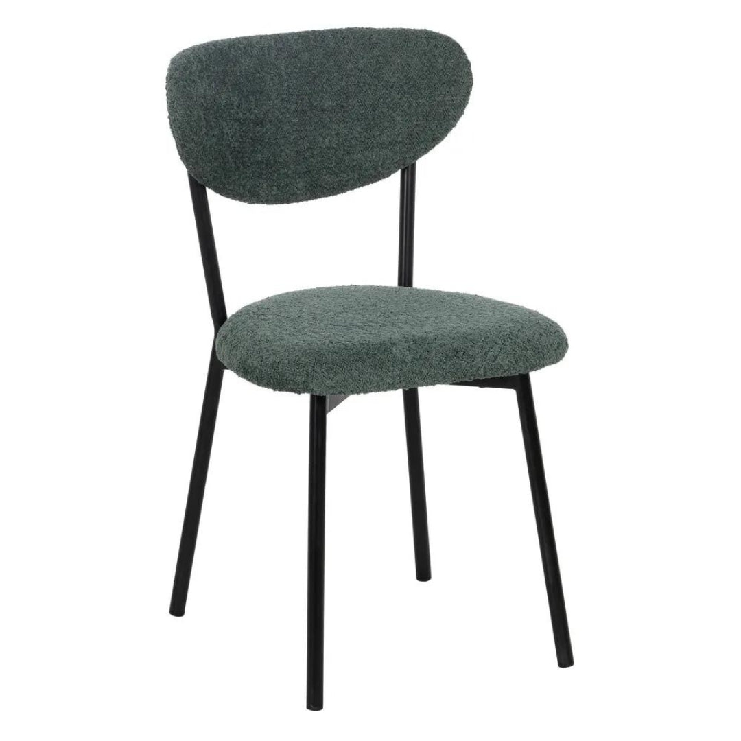 Green Boucle Chair with Black Metal Legs