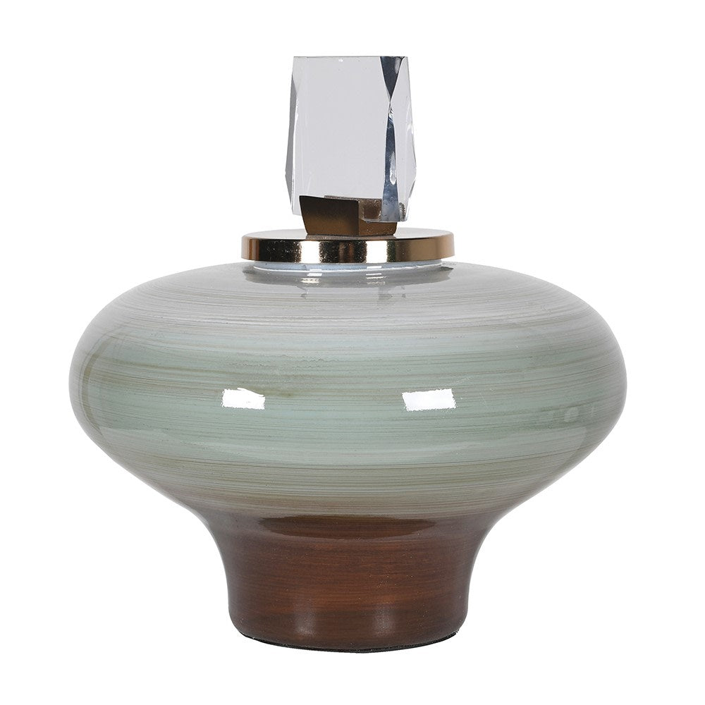 Green & Brown Large Jewel Lidded Jar - LUXONAS