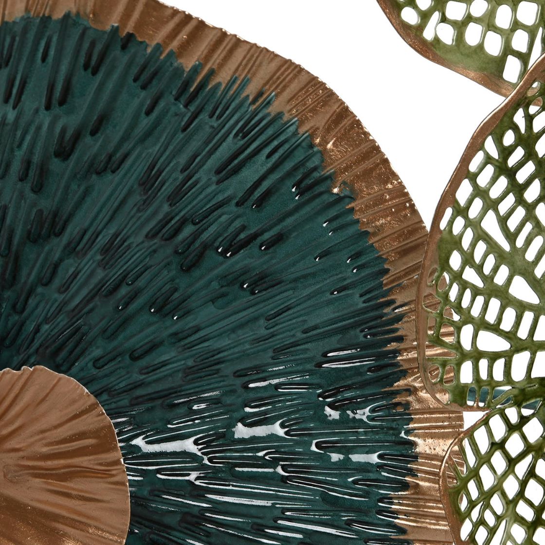 Green & Brown Leaves Metal Wall Art - LUXONAS