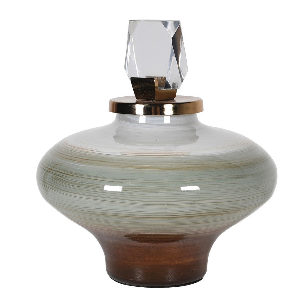 Green & Brown Small Jewel Lidded Jar - LUXONAS