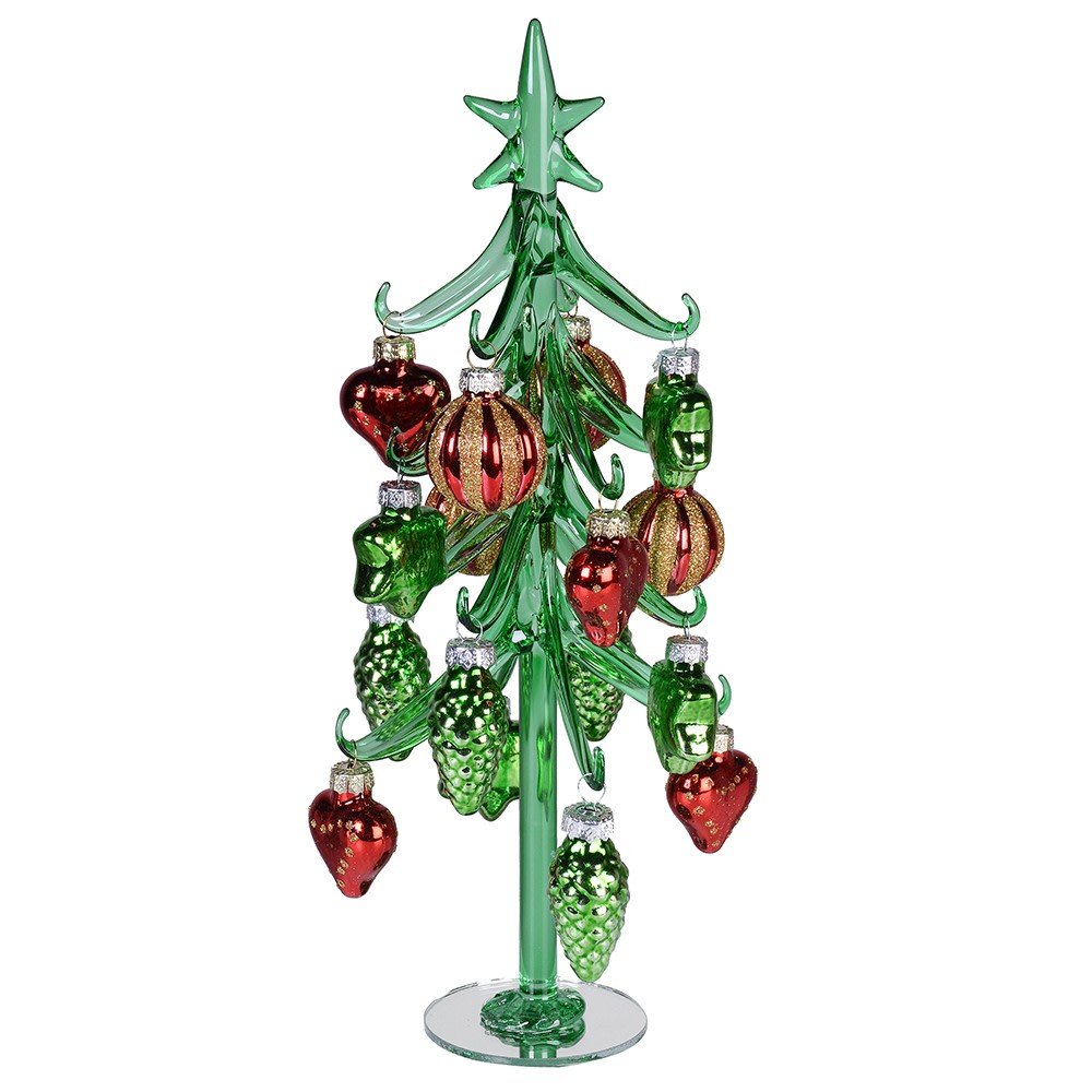Green Christmas Tree with Coloured Baubles - LUXONAS
