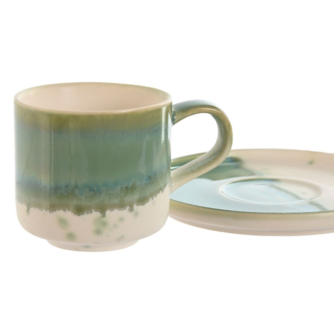 Green & Cream Porcelain Cup & Saucer 130ml - LUXONAS