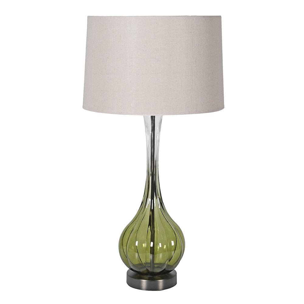 Green Glass Base Table Lamp - LUXONAS