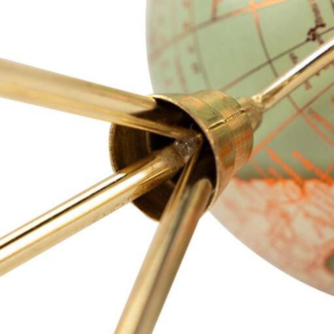 Green Globe On Gold Tripod Legs 25cm - LUXONAS