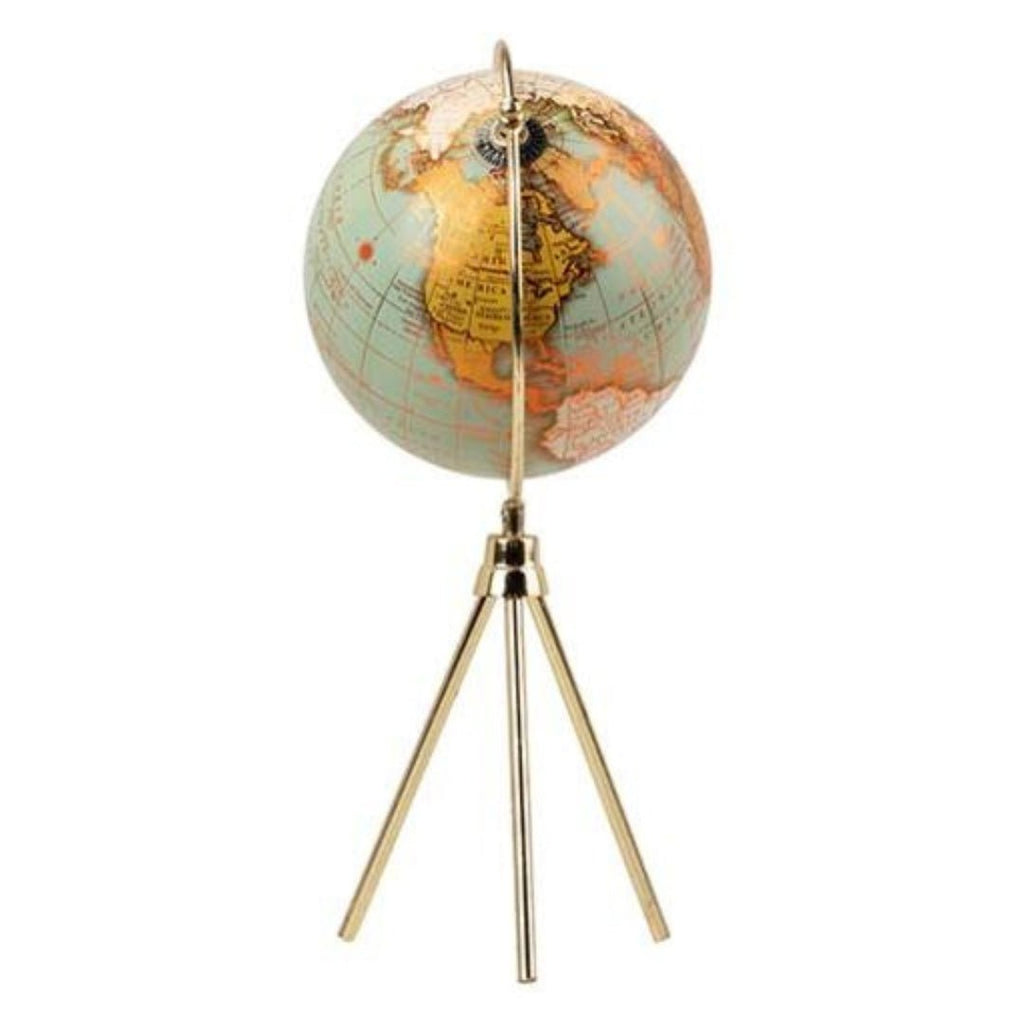 Green Globe On Gold Tripod Legs 25cm - LUXONAS