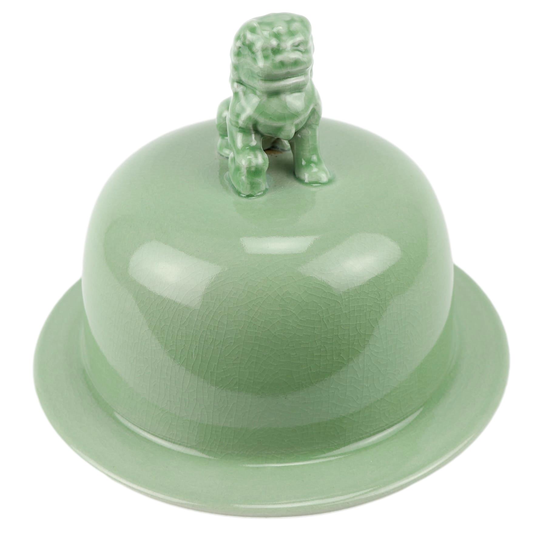 Green Jar w/Lion on Lid - LUXONAS