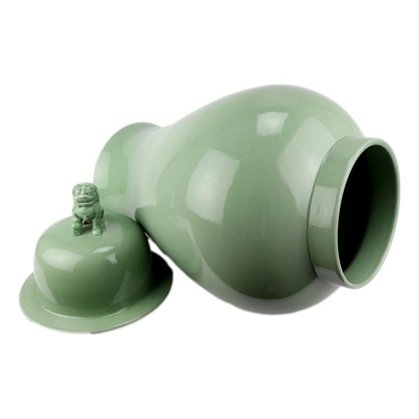 Green Jar w/Lion on Lid - LUXONAS