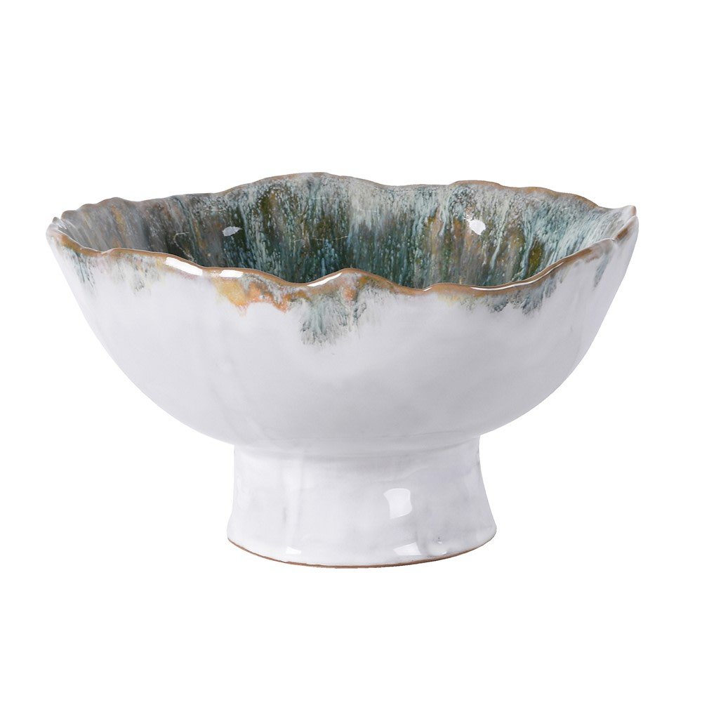 Green Ombre Bowl On Stand - Elegant Stoneware Serving Bowl - LUXONAS