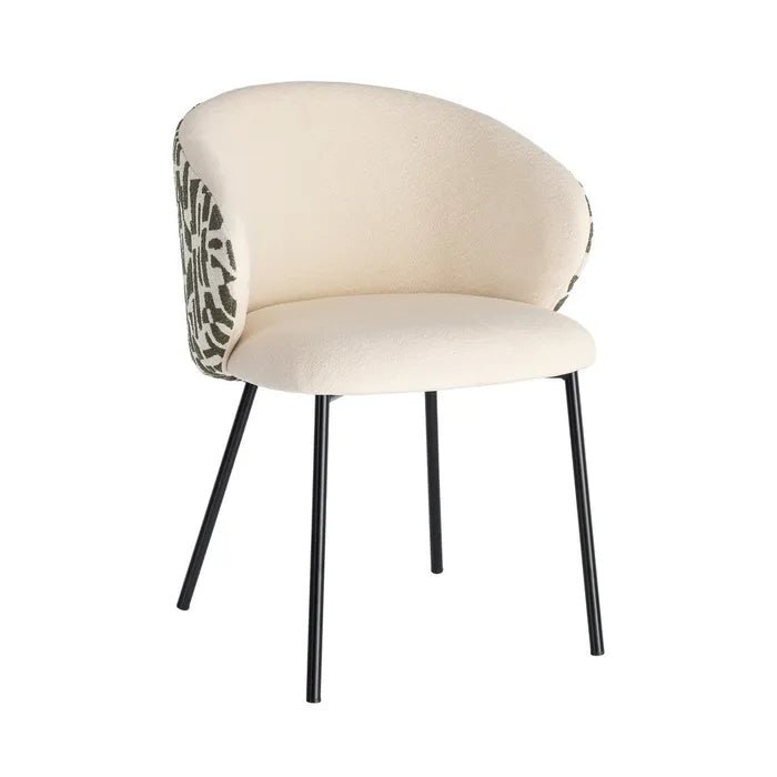 Green Printed Woven Fabric–Metal Chair