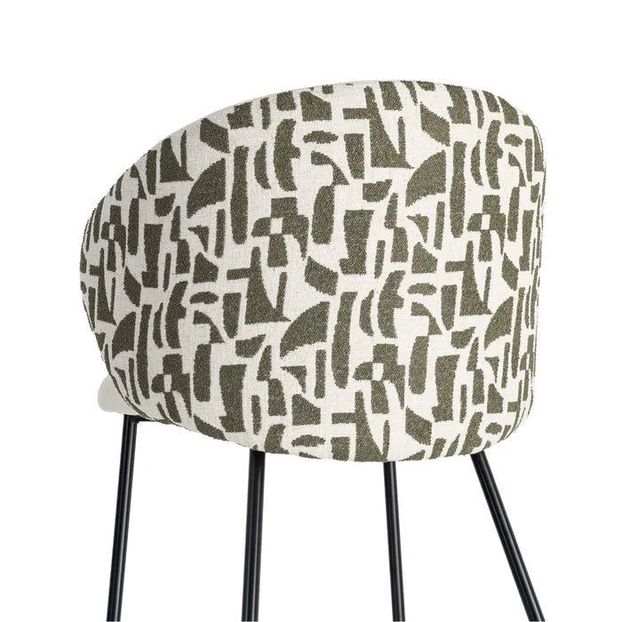 Green Printed Woven Fabric–Metal Chair