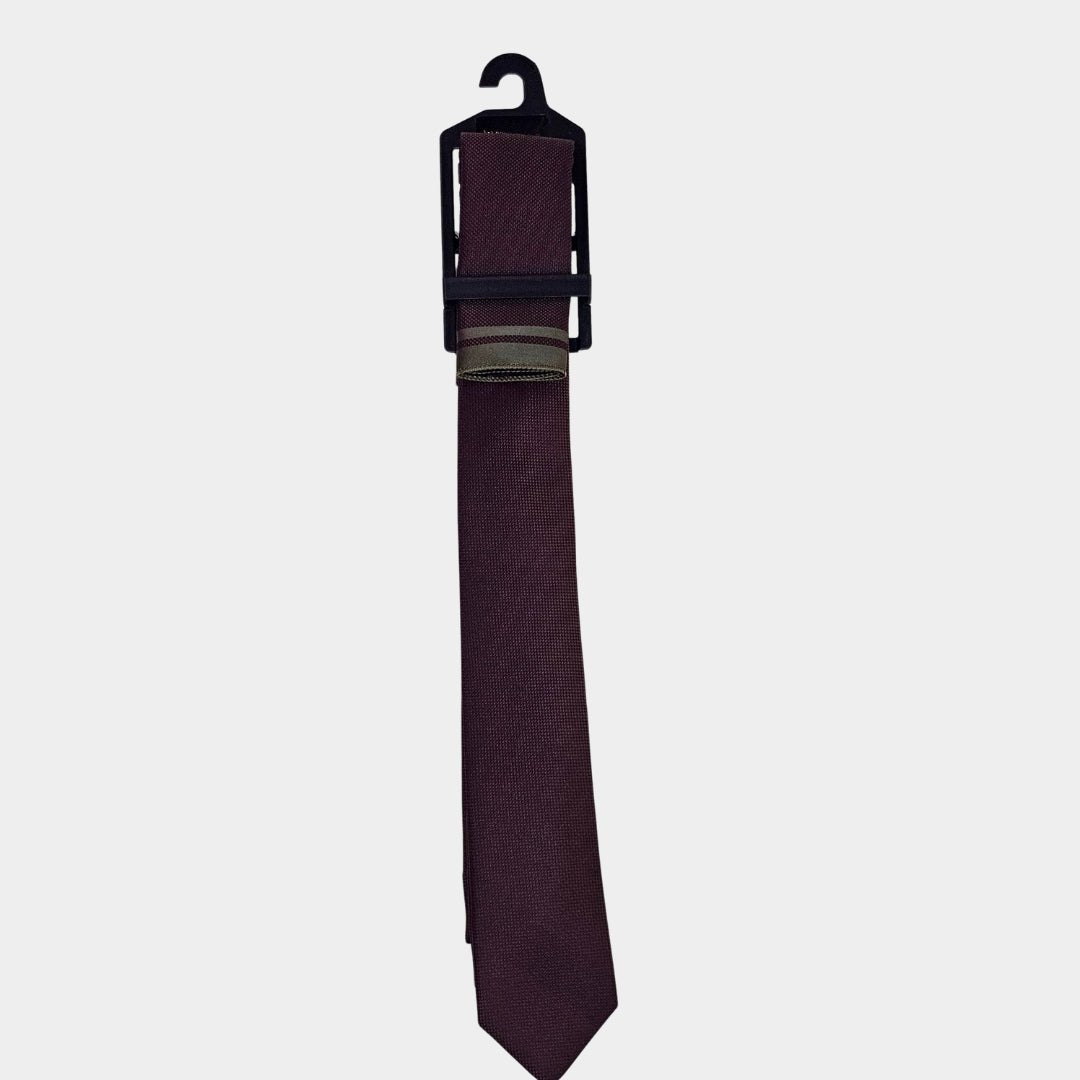 Green/Aubergine Tie and Pocket Square Set