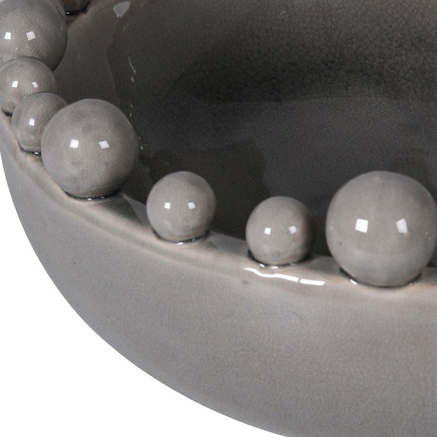 Grey Ceramic Bowl with Bobble Edged Rim