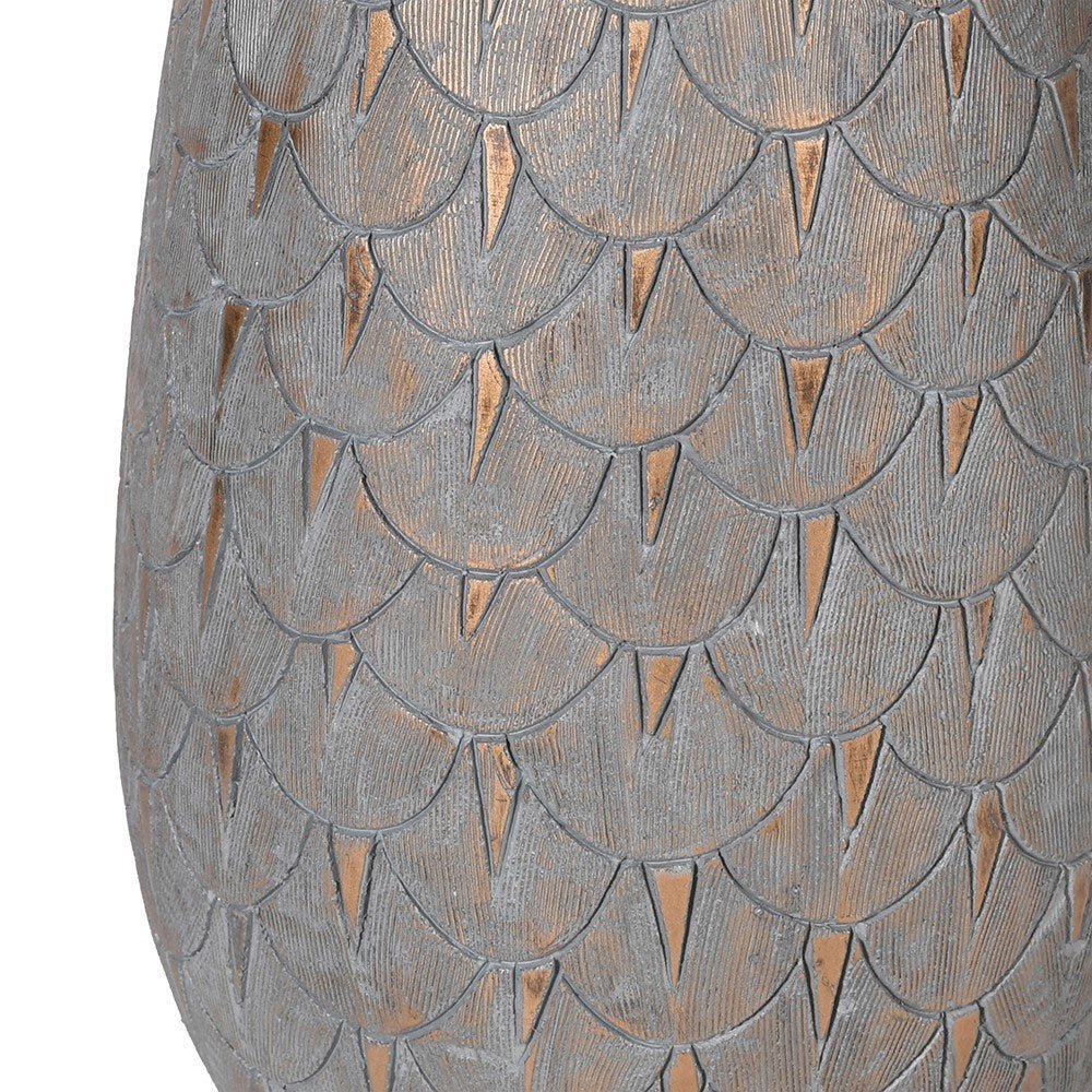 Grey & Gold Scalloped Tall Lamp with Shade - LUXONAS