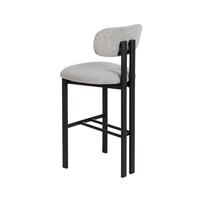 Grey Metal Fabric Stool - LUXONAS