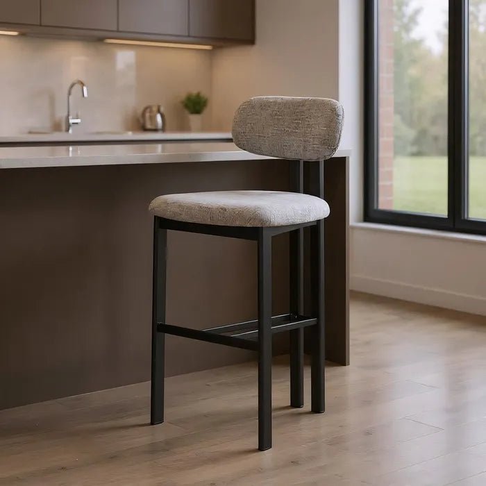 Grey Metal Fabric Stool - LUXONAS