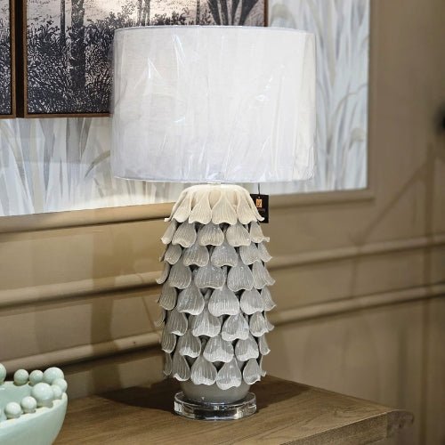 Grey Petal Lamp with Acrylic Base - LUXONAS HOME