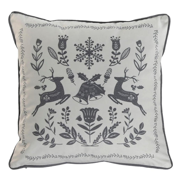 Grey Print Xmas Cushion