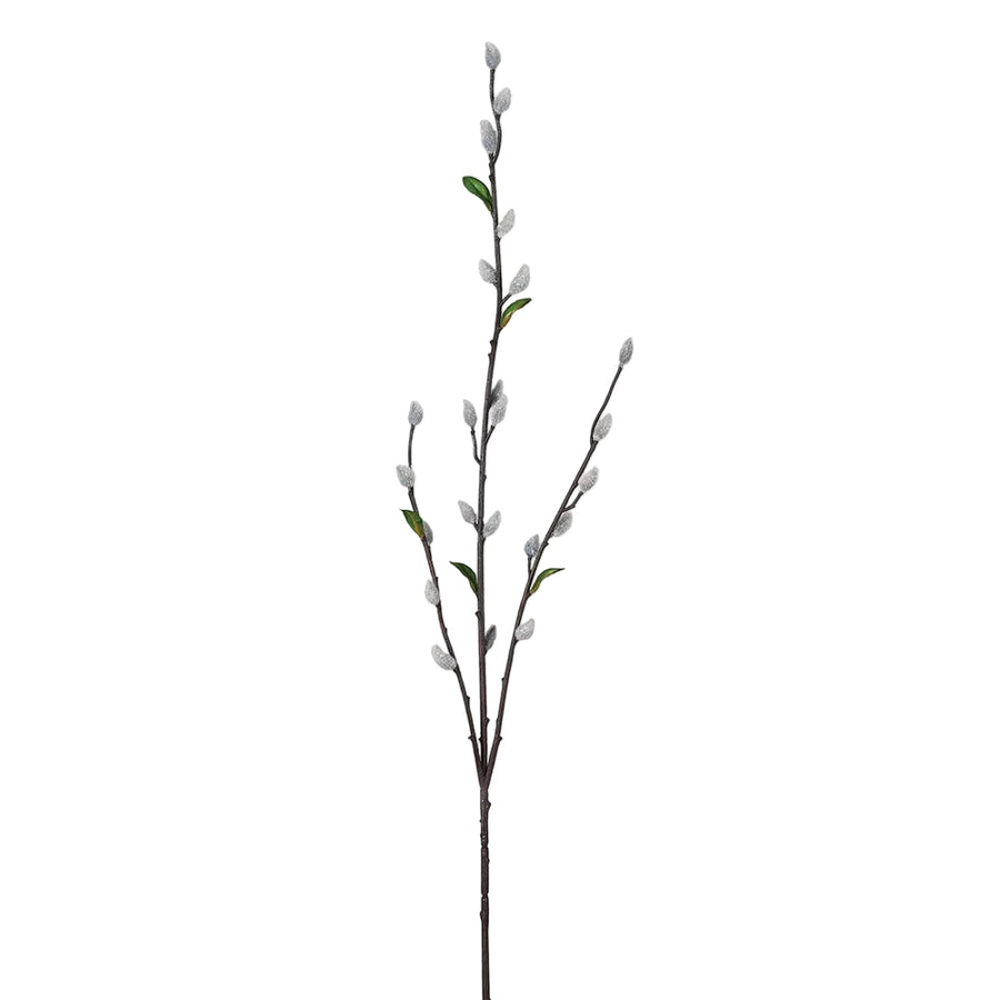 Grey Pussy Willow Spray with Leaves