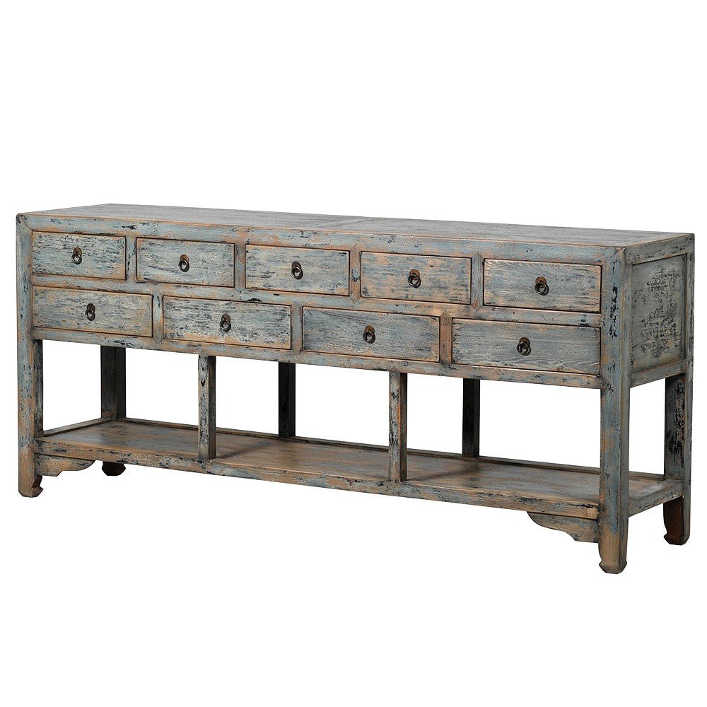 Grey-wash 9 Drawer Sideboard