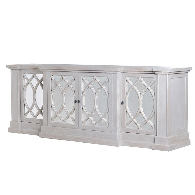 Grey-Wash Mirrored Four-Door Sideboard