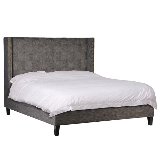 Grey Weave Buttoned 6ft Bed