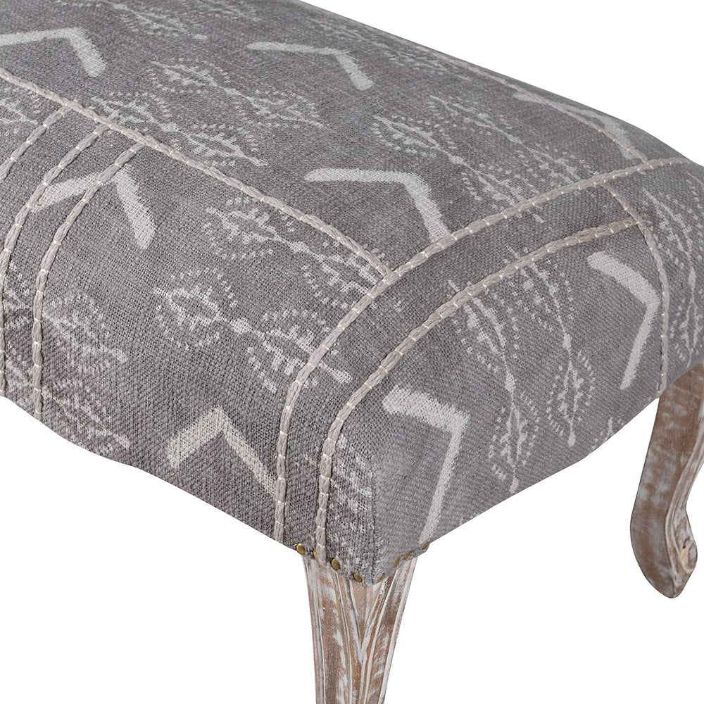 Grey Zuri Cotton Carved Bench - LUXONAS