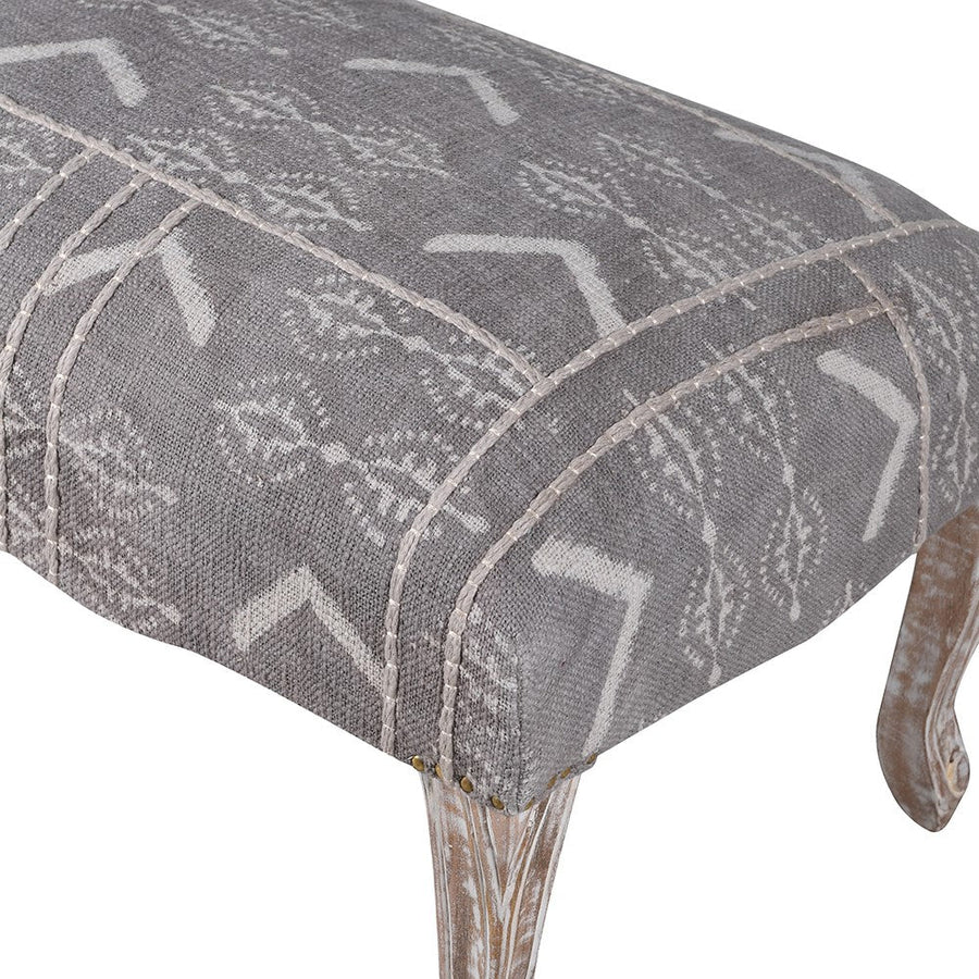 Grey Zuri Cotton Carved Bench