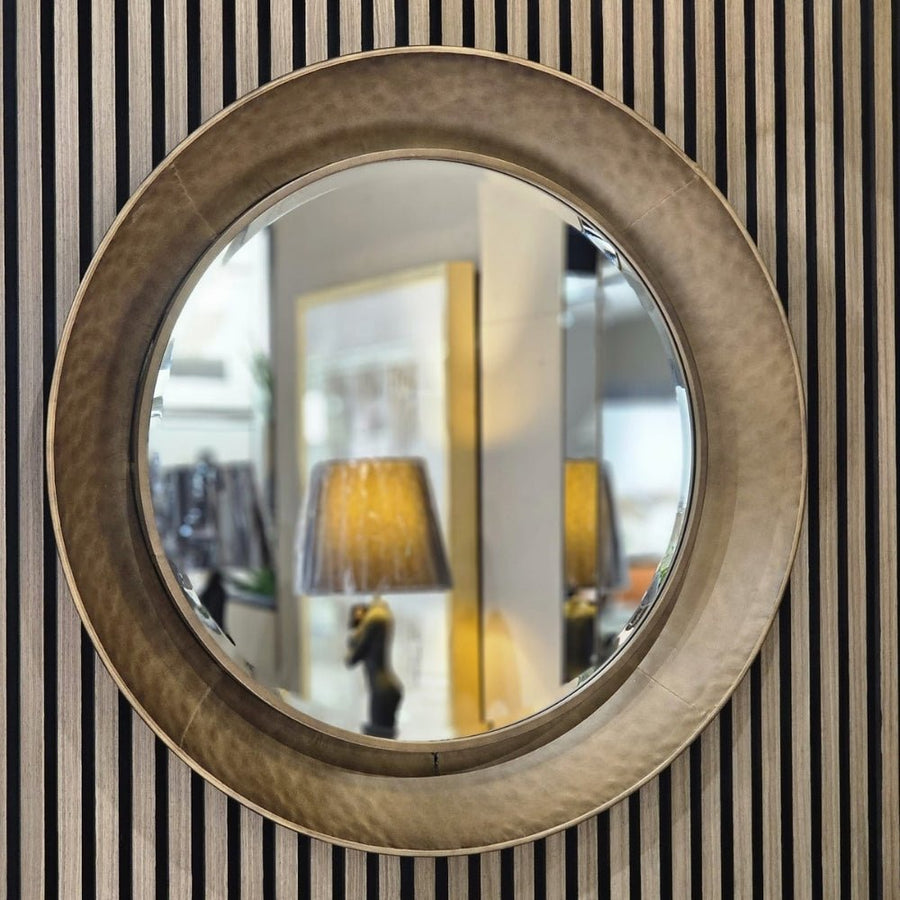 Hammered Curved Gold Mirror
