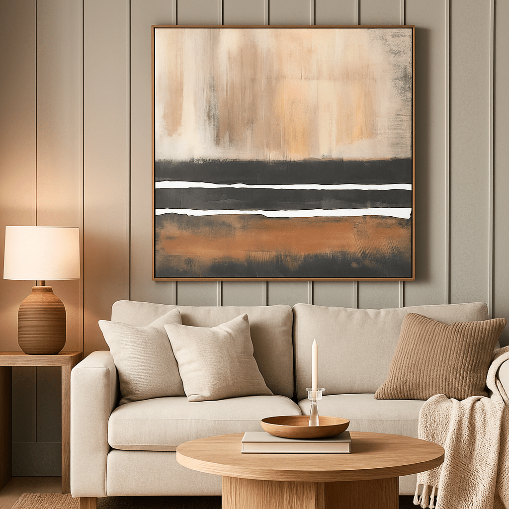 Hand Painted Brown Abstracts Wall Art Sude - LUXONAS