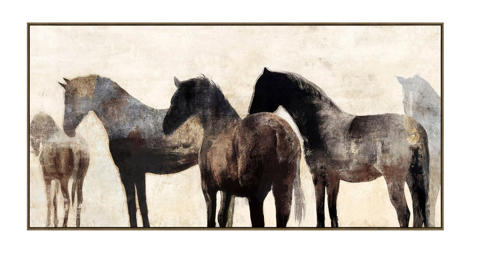 Hand-Painted Horses Canvas  200 × 100 cm