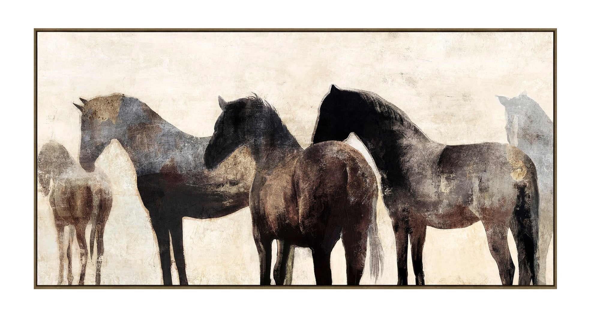 Hand-Painted Horses Canvas  200 × 100 cm