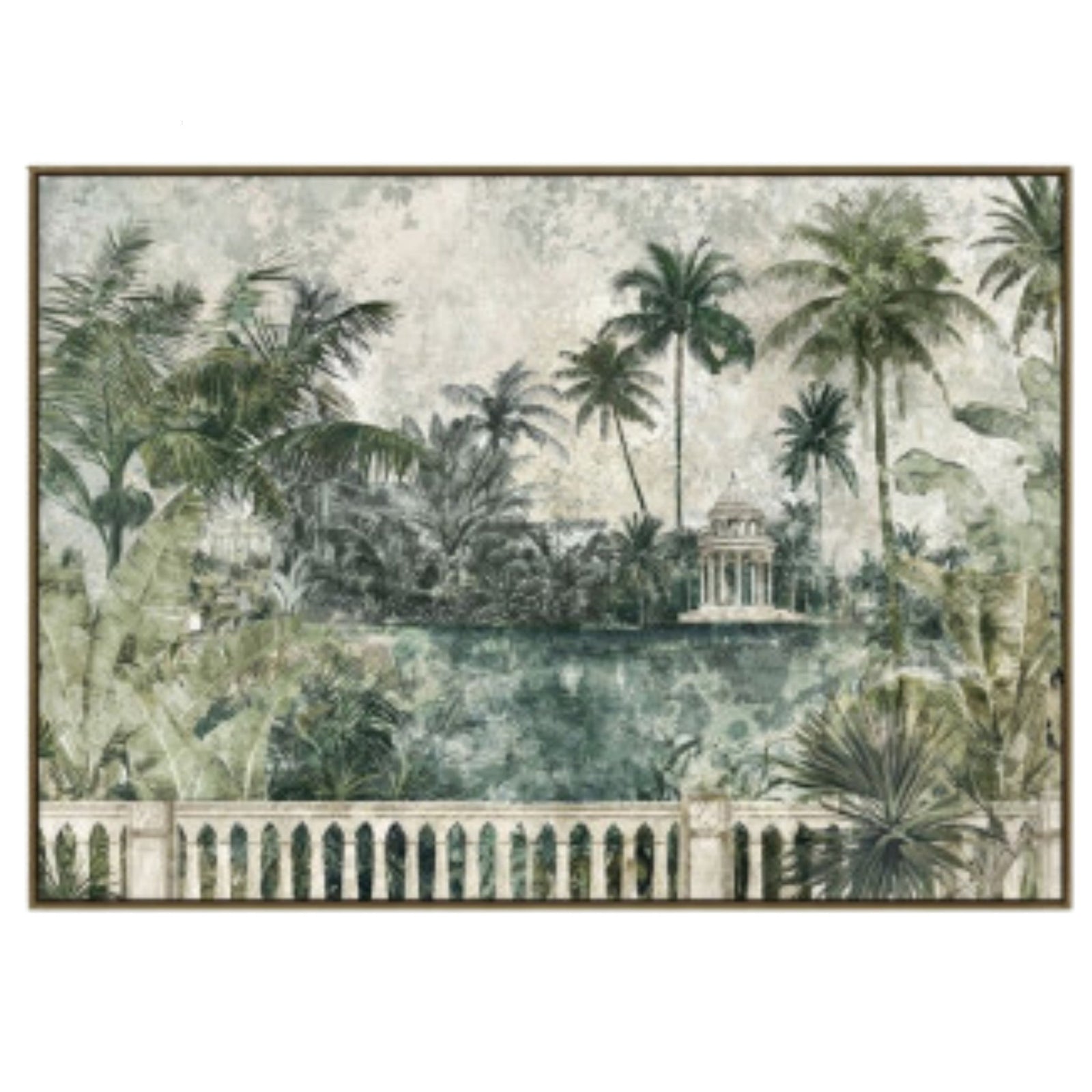 Hand Painted Lago Palmeras Wall Art