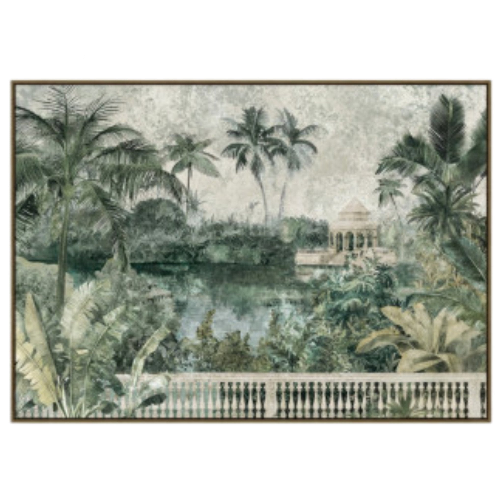 Hand Painted Lago Palmeras Wall Art