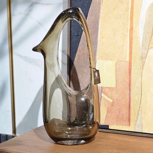 Handcrafted Sepia Glass Sculpture