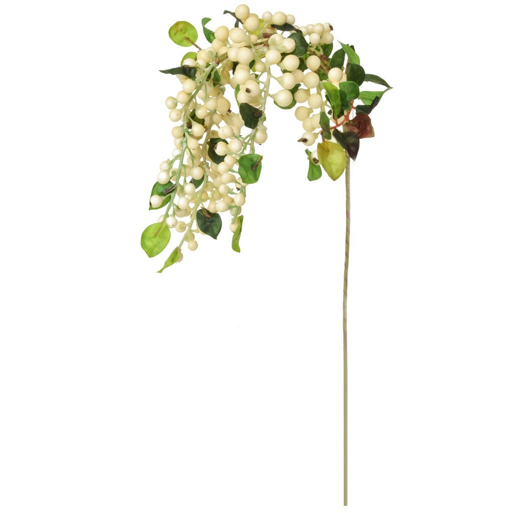 Hanging Cream Berry Foliage 55cm - LUXONAS