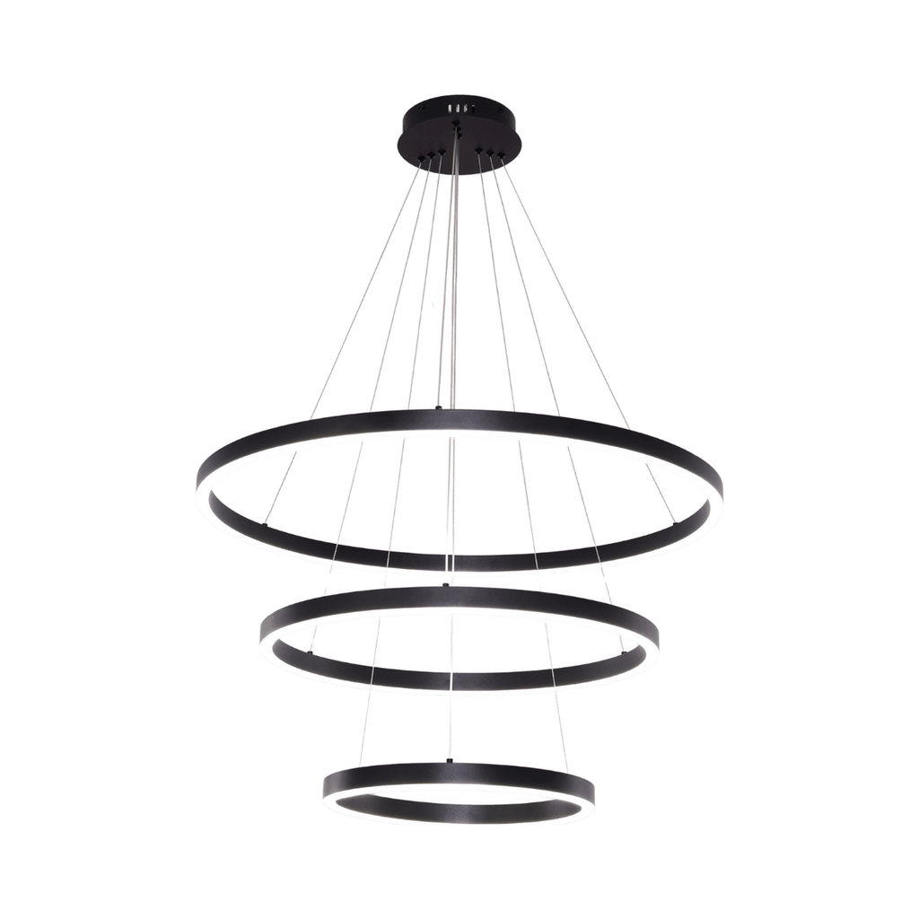 Hanging lamp Neo Black | 3 - ring 40+60+80 cm - LUXONAS HOME