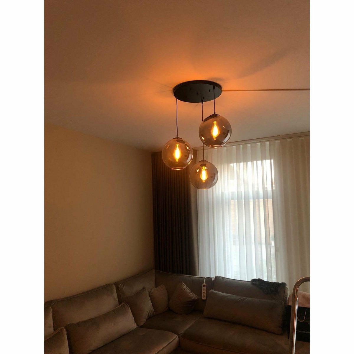 Hanging lamp Smoke Glass 3 - Light - LUXONAS HOME