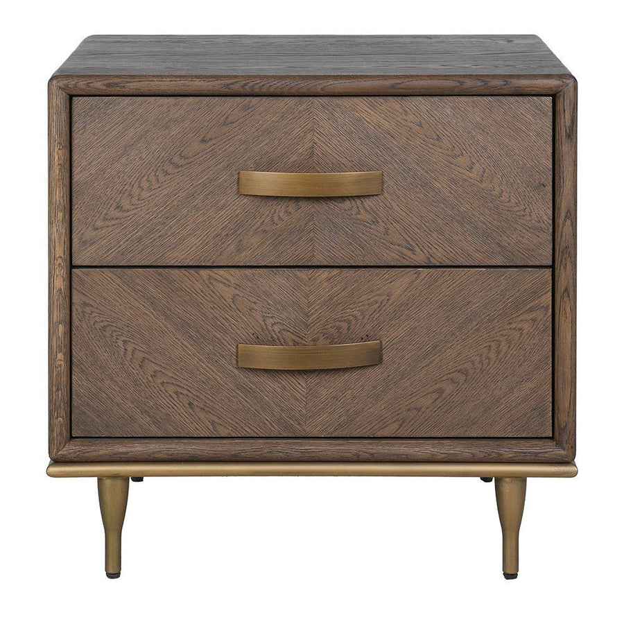 Hartlon Bedside Table - Oak and Oak Veneer
