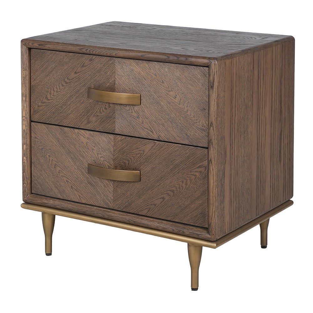 Hartlon Bedside Table - Oak and Oak Veneer - LUXONAS